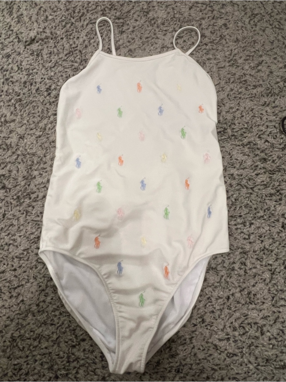 Polo by Ralph Lauren White One-Piece Swim with Pastel Pony Embroidery